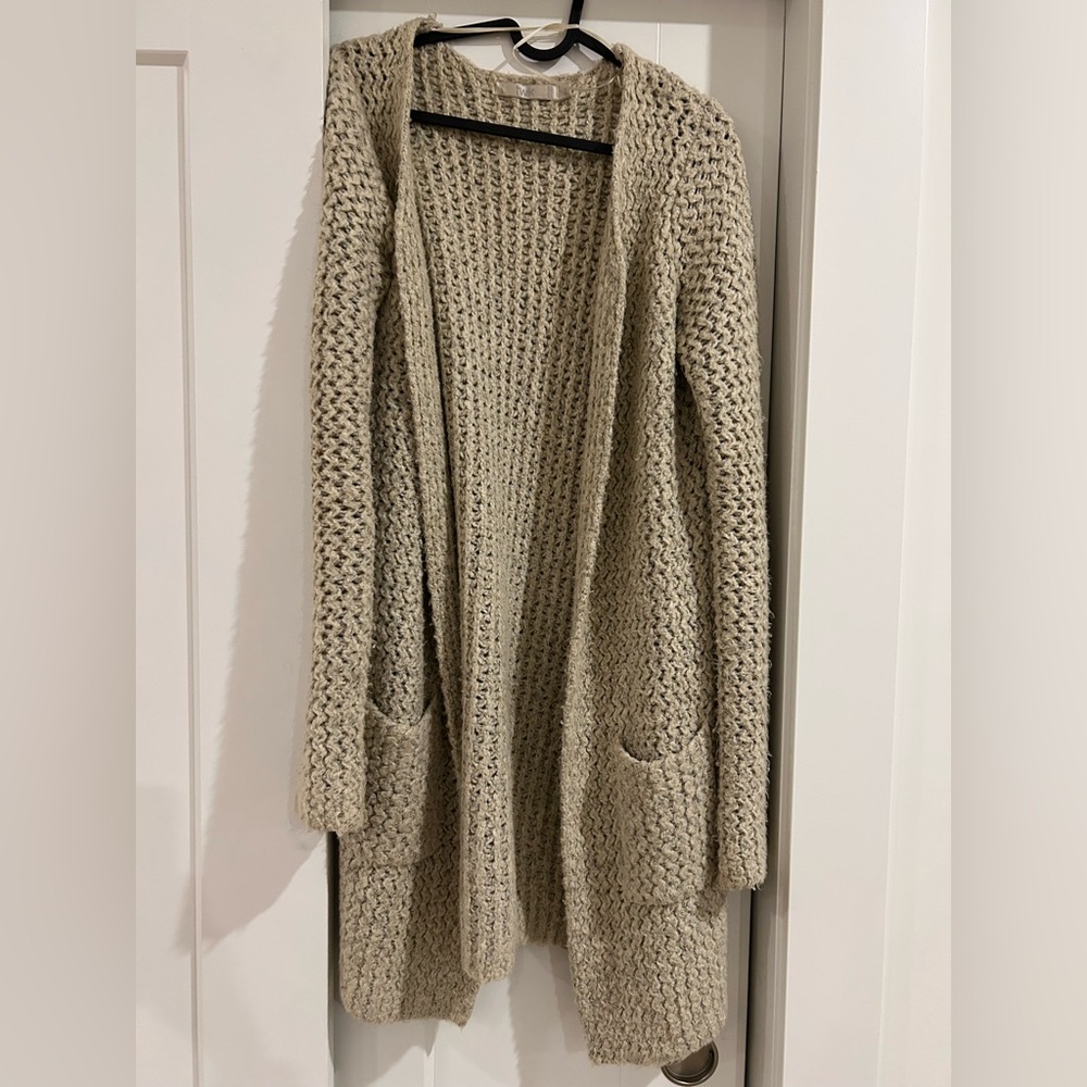 Twik Beige Open-Front Cardigan